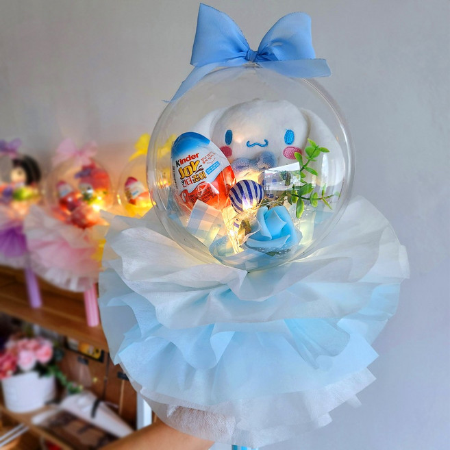 산리오 꽃다발 시나모롤 마이멜로디 쿠로미 폼폼푸린 재롱잔치 졸업식 생일선물 발표회 킨더조이 사탕부케 축하 기념일 어린이날선물 입학식, 시나모롤 남아킨더