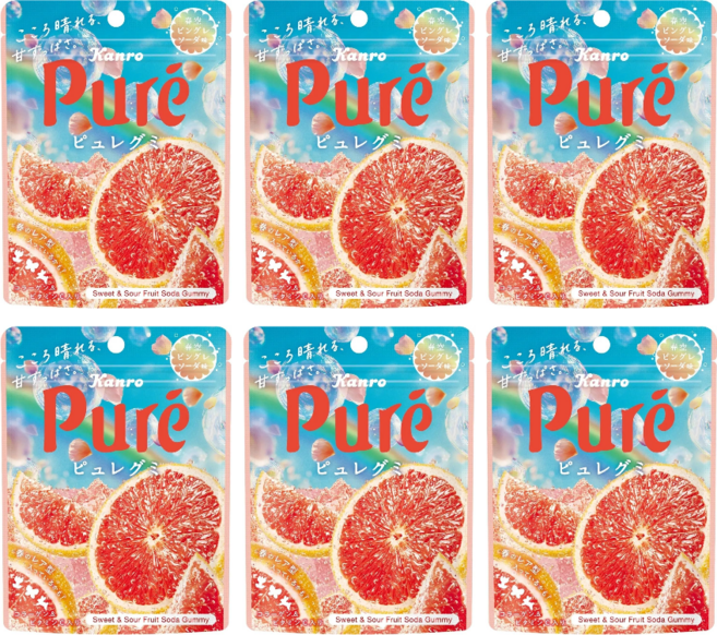 칸로 퓨레구미 봄하늘 핑그레 핑크 자몽 소다맛 52g 일본 젤리, 6개