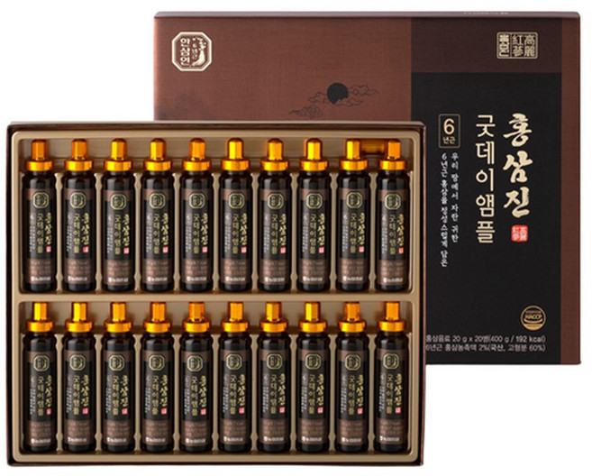 농협홍삼 한삼인 홍삼진 굿데이앰플 20gx20병 1세트(쇼핑백) 하루한병 활력충전, 20g