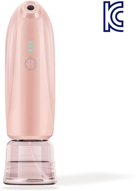 케이엠 홈케어 휴대용 충전식 고압 미세 나노입자분사 저분자 미스트기 수분공급기, 핑크