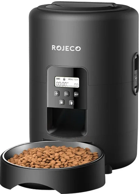 ROJECO 2L 자동 애완동물 급식기 스마트 고양이 사료 키블 디스펜서 버튼 버전 스마트 제어 자동 강아지 고, 01 2L, 02 Button Version