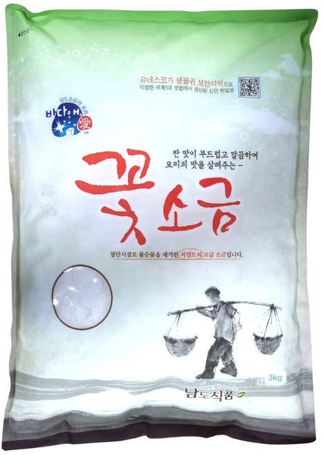 바다애국산 꽃소금3kg, 1개, 3kg