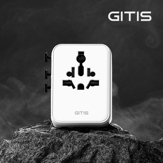 지티스 100W 고성능 초고속 여행용 멀티어댑터 2500W 고전력, 1개, 화이트(GT-1000PW)