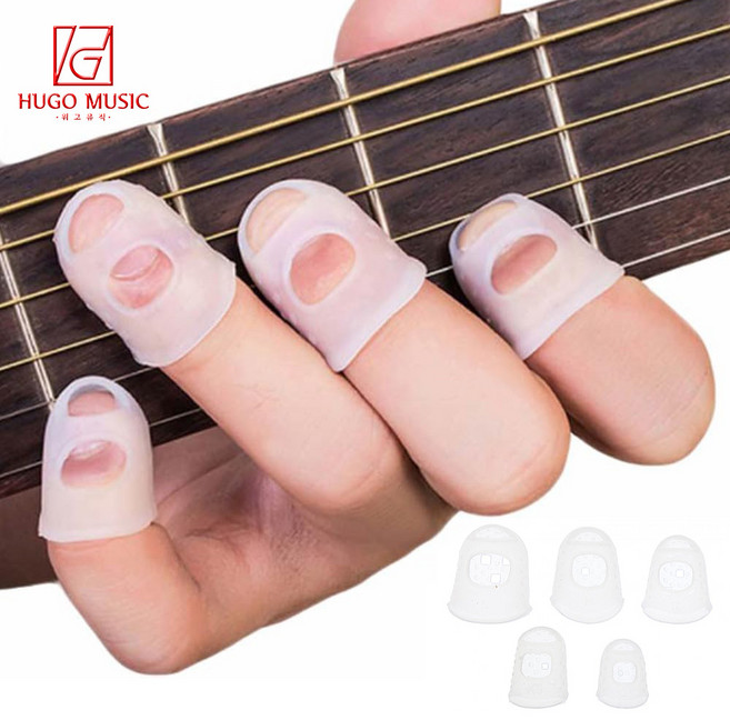위고뮤직 기타 악기 칼림바 연주용 실리콘 핑거팁스 손가락 보호 XXS~L, 투명, 1개