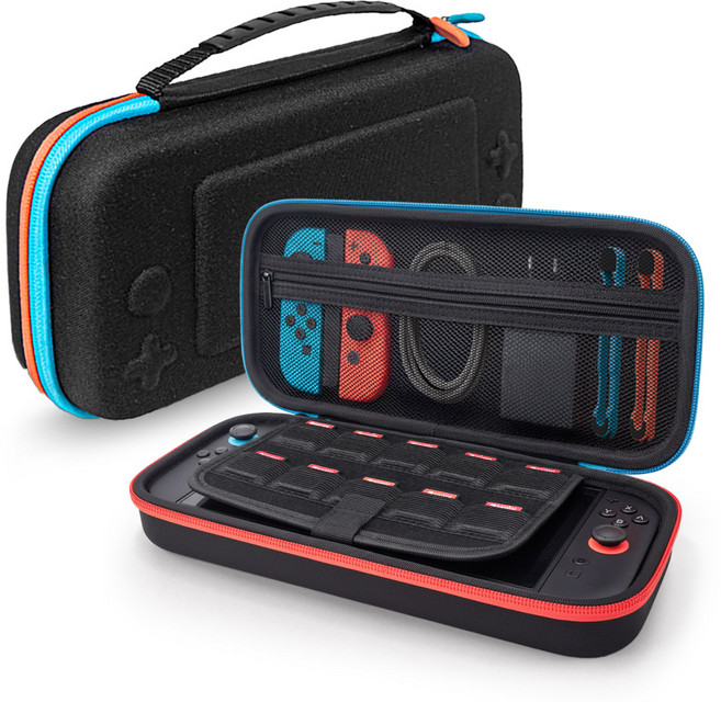 뷰씨 닌텐도 스위치 2 안티쇼크 칩 보관 풀커버 휴대용 파우치 케이스, 1개, 블루오렌지, 닌텐도 스위치2