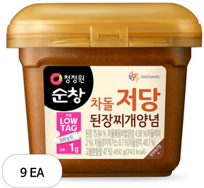 청정원 순창 차돌 저당 된장찌개양념, 450g, 9개