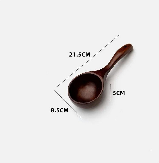 호환 긴처리 국자 물 나무 주방 쌀 세척 도구 숟가락 분말 수프 가정용, 02 Dark, 1개