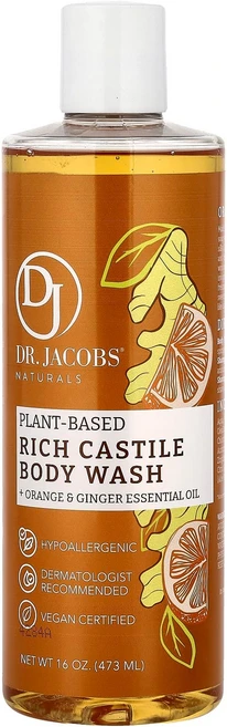닥터 제이콥스 내추럴스 식물성 리치 캐스틸 바디워시 오렌지 & 진저 에센셜 오일 473ml (16oz) DJN-00540 - 쿠팡