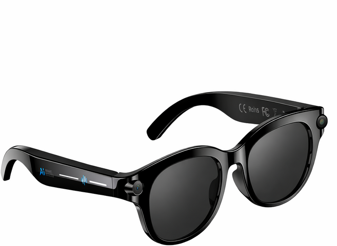 AI 스마트 안경 1080P 카메라 녹화 블루투스 통화 실시간 번역 AI 사물 인식 스마트 글라스, 검은색, M89