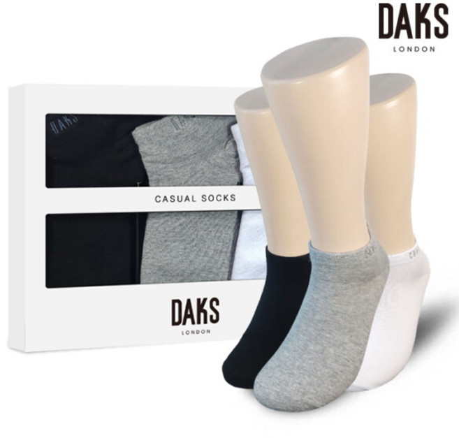 [닥스_양말] [백화점 동일상품]닥스양말 여성 3족 선물세트 무지 스니커즈 발목양말 23429