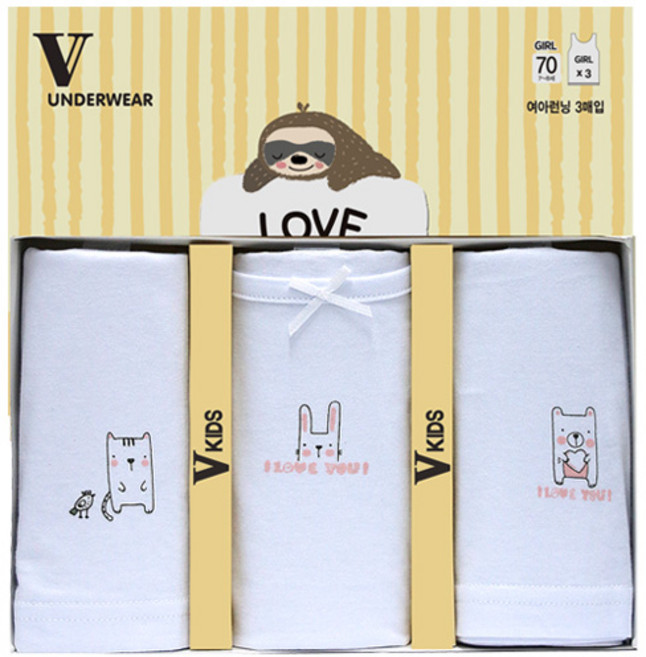 캐릭토피아 키즈라인 여아용 러브 끈 런닝 3종 세트