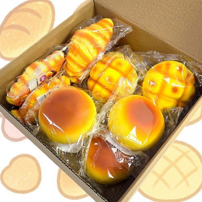 [프리미엄]말랑이 베이커리 스퀴시 1개 빵 메론빵 음식 모형 촉감놀이 장난감 선물 스퀴시 스트레스볼 팝잇 모찌, 랜덤