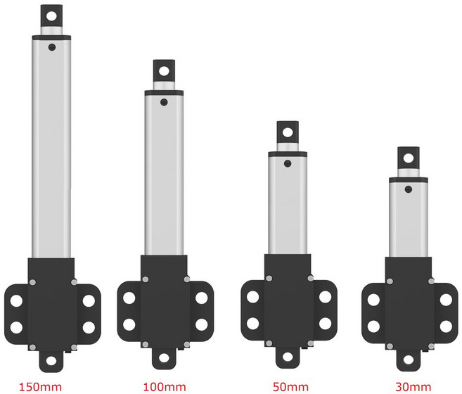 12V 선형 액추에이터 전기 30/50/100/150MM 부하 있는 길이 스트로크 원격 브래킷이 모터 용량 20/50/70/150N 제어용, Load 50N, Stroke 150mm