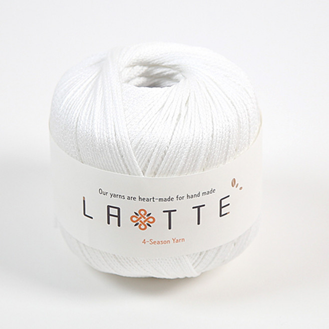 [앵콜스] (10+1) 라떼 LATTE 여름 코바늘 모자 가방 뜨개실, 01 화이트(낱개), 1개