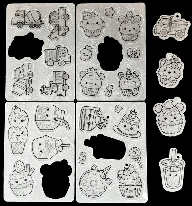 熱縮片 DIY 兒童美術材料 卡通圖案 RS026, 1個, RS026升級款無需裁切打洞4張