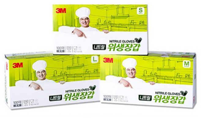 쓰리엠 니트릴 위생장갑 100p, 화이트, L, 1개