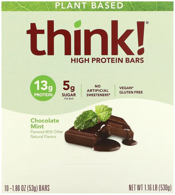 지금 곧 품절됩니다 Think 식물성 베이스 하이 프로틴 바 초콜릿 민트 바 10개 개당 53g(1.86oz) 서둘러주시면 감사하겠습니다, Think식물성베이스하이프로틴바초콜릿민트바10개개당53, 53g - 쿠팡