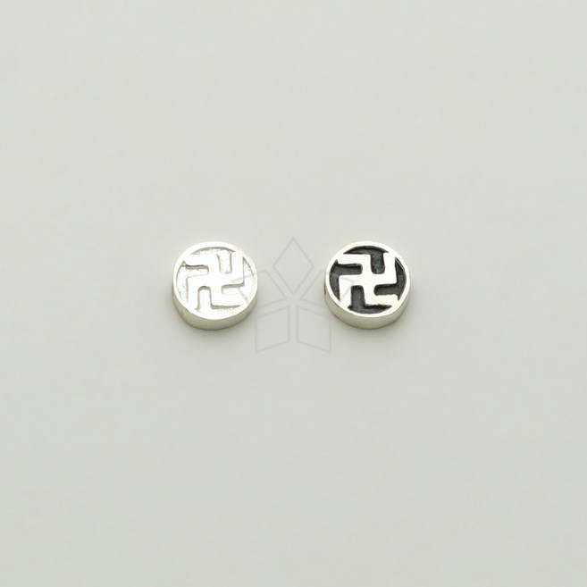 [엔비즈] 실버925 라운드 만자 통과형 참 7.5mm 은 비즈공예 재료 불교 팔찌 만들기