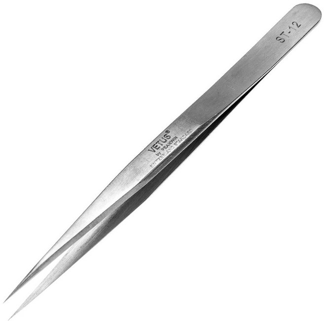 정품 비투스핀셋 ST시리즈 스테인레스스틸 정밀 미세 세밀한 작업용 VETUS, 1개, ST-12