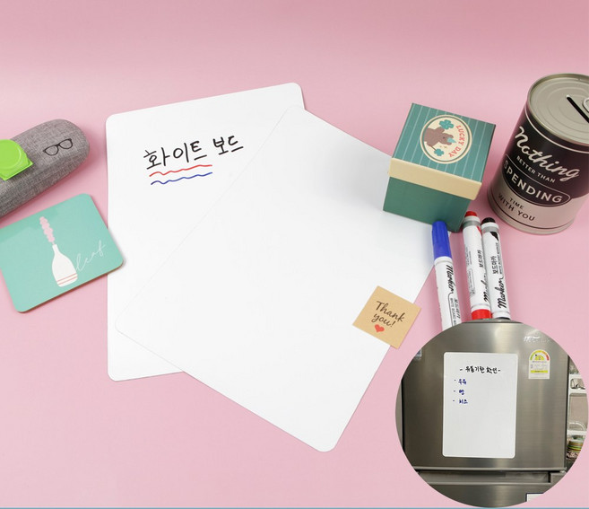 벽에붙이는자석판 주차현황 외출현황판 무타공화이트보드 현관문 냉장고식단표 부착형 A4 1P, 1개