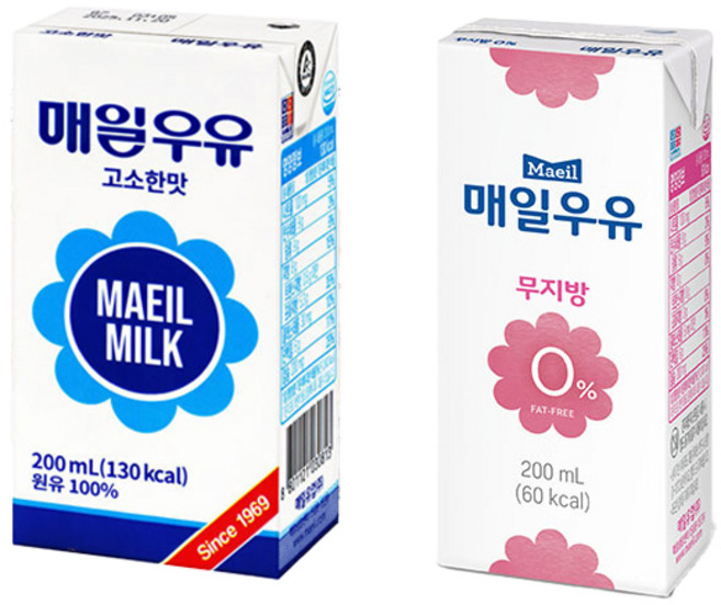 매일 멸균우유 200ml 오리지널12개+무지방12개/무배