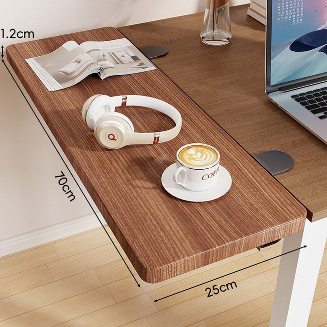 Tixpra 두툼한 접을 수 있는 데스크톱 연장판 무펀칭 확장형 책상 보조대, 1개, 나무색의-2