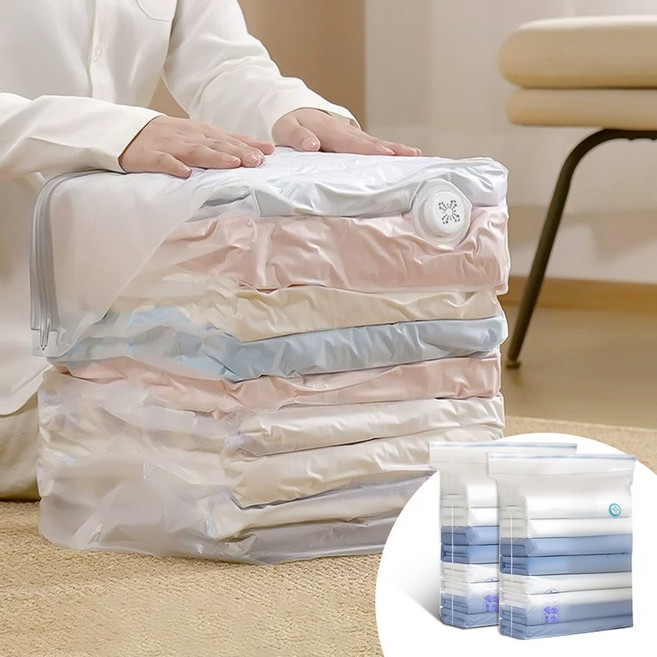 청소기 필요없는 다용도 이불 압축팩 1+1 특대형 투명 압축파우치, 1개, 2개입