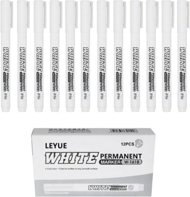 리브리카 지워지지 않는 방수 유성 마카펜 화이트, 12개, 1색