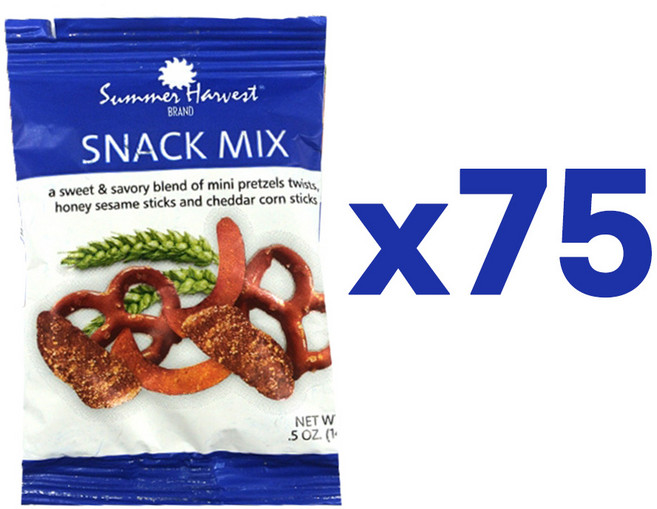 Summer Harvest 스낵 믹스 14g 25봉 프레즐 허니 참깨 체다치즈 콘 스틱, 75개