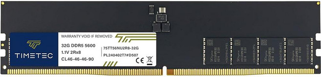 Timetec 32GB DDR5 5600MHz PC5-44800 언버퍼드 Non-ECC 1.1V CL46 2Rx8 듀얼 랭크 288 핀 UDIMM 데스크탑 메모리 RAM 모듈, Timetec 32GB DDR5 5600MHz PC5-