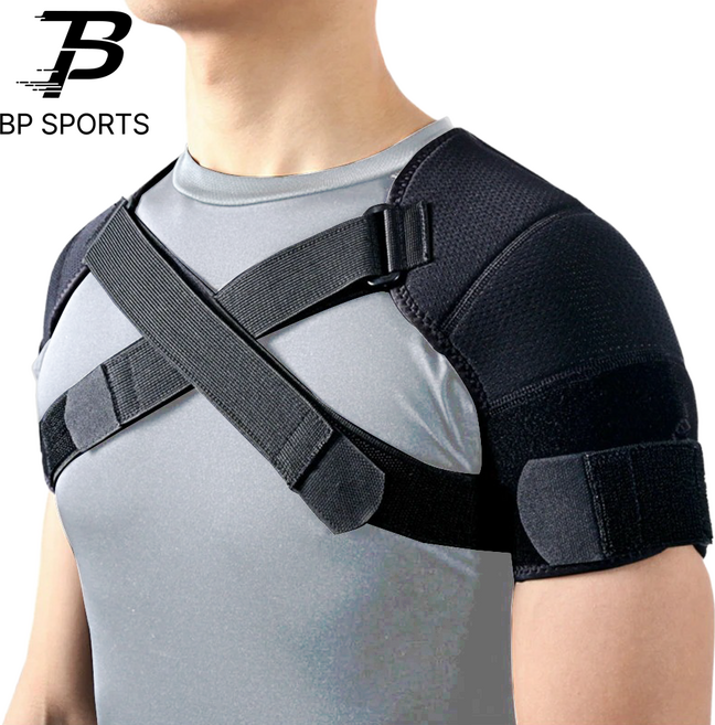 안정적인 고정 & 뛰어난 통기성 비피스포츠 어깨보호대 - 인체공학적 크로스 서포트, 1개