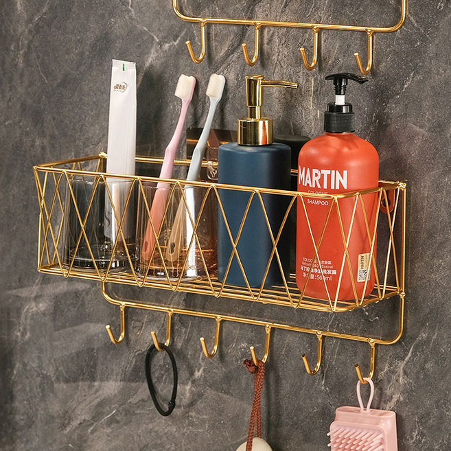 only 예홈 by Design / 고급스러운 골드 인테리어 끝판왕 / 무타공 욕실 화장실 벽 걸이 수납 선반 칫솔꽂이 장, 타입:단일상품