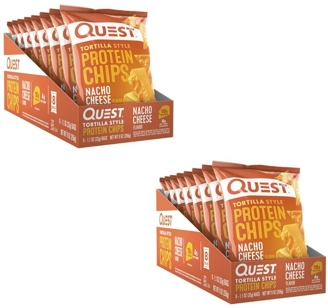 퀘스트뉴트리션 프로틴 칩 토르티야 스타일 나초 치즈, 32g, 16개 - 쿠팡