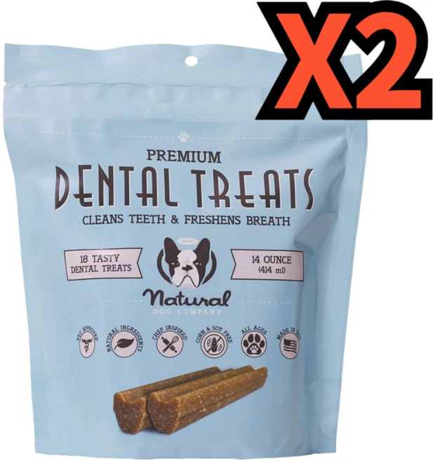 Natural Dog Company 프리미엄 덴탈 트리츠 반려견용 모든 연령 덴탈 트리츠 18개입 397ml 2 SET, 1개 - 쿠팡