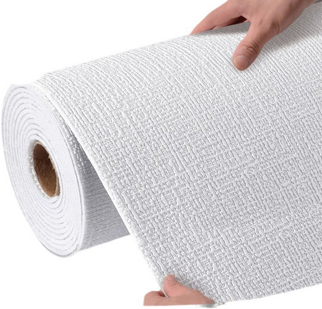 Fowod 린넨 벽지 자체 접착 방수 방습 곰팡이 방지 벽지 벽지 리노베이션 벽 스티커 길이 10m 20m, 흰색