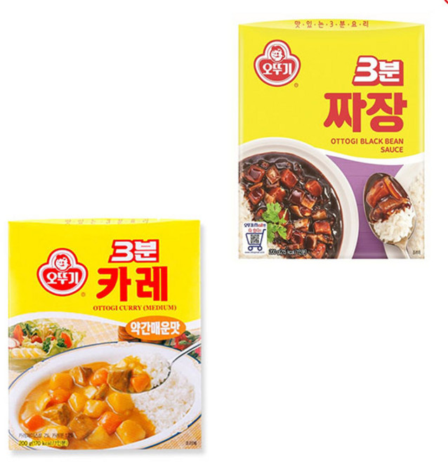 오뚜기 3분 카레(약간매운맛)6개 + 짜장6개_총 12개, 1세트, 200g