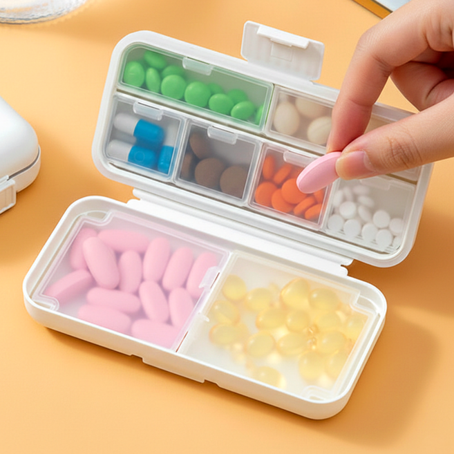 에블모어 이중밀폐 휴대용 일주일 약통 케이스, 1개