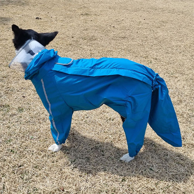 위드레오 대형견 중형견 올인원 우비 진돗개우비 남여 구분, 레이크블루여자, 1개