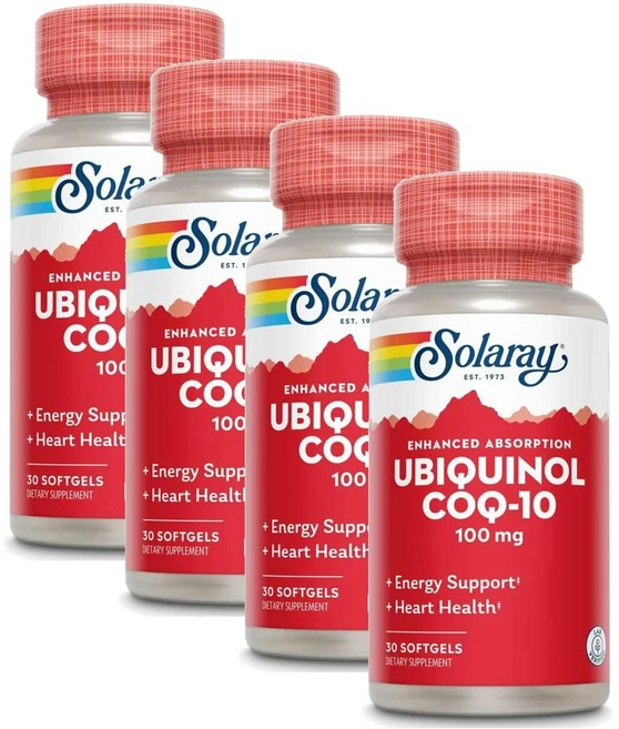 솔라레이 유비퀴놀 코큐텐 100mg 소프트젤 SOLARAY Ubiquinol CoQ10, 30정, 4개 - 쿠팡