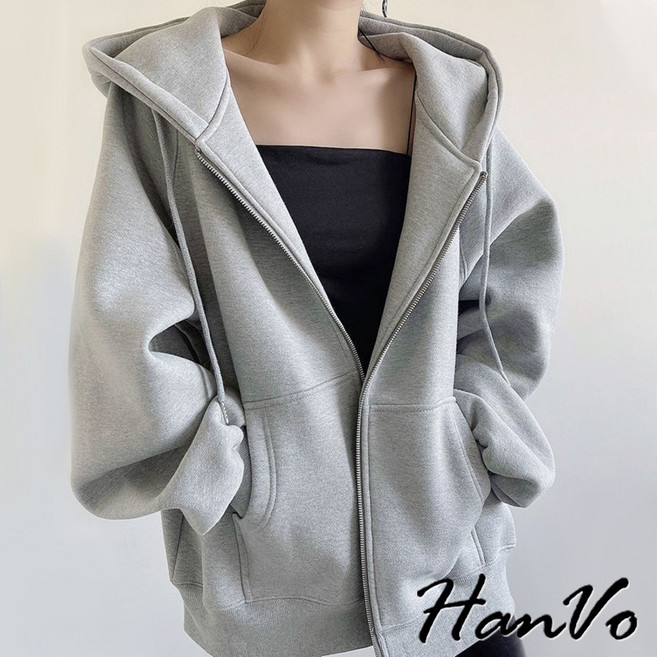 HanVo 加絨連帽拉鍊外套 A07-5009