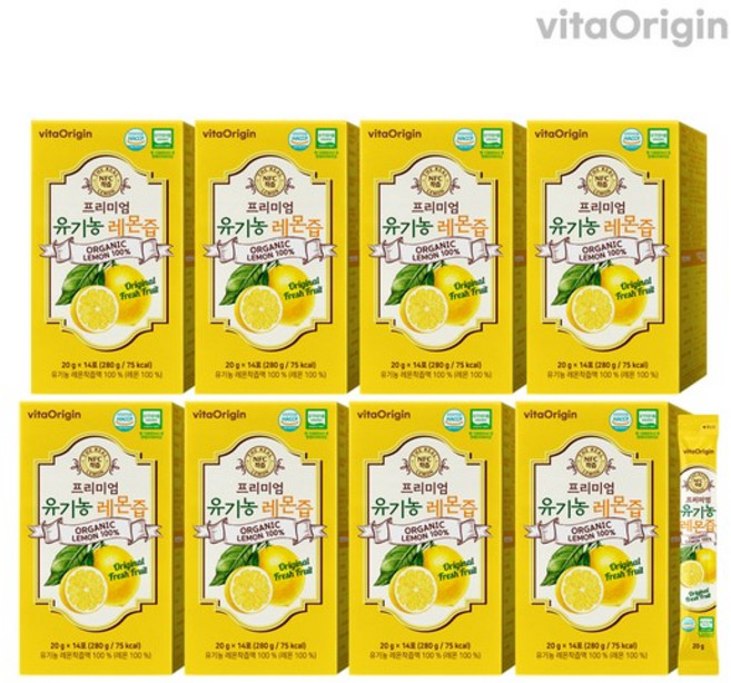비타오리진 프리미엄 유기농 레몬즙 20g 14포 x 8박스, 280g, 8개