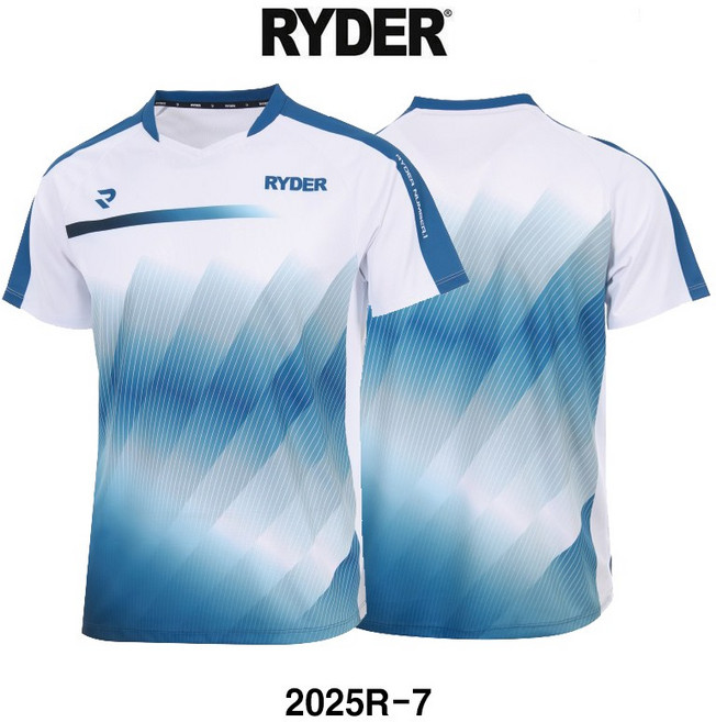 라이더 티셔츠 배드민턴 반팔 상의 남성 여성 게임웨어 화이트 블루 2025R-7