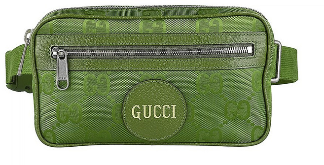 GUCCI Off the Grid 皮革金字LOGO緹花尼龍牛皮滾邊拉鍊胸掛腰包