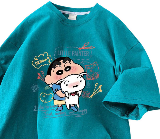 YAPOGI 짱구티셔츠 반팔 남여공용 티셔츠 프린팅 반팔 티셔츠