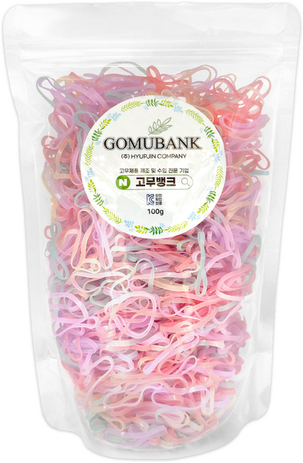 고무뱅크 대용량 머리끈 100g 머리고무줄+꼬리빗