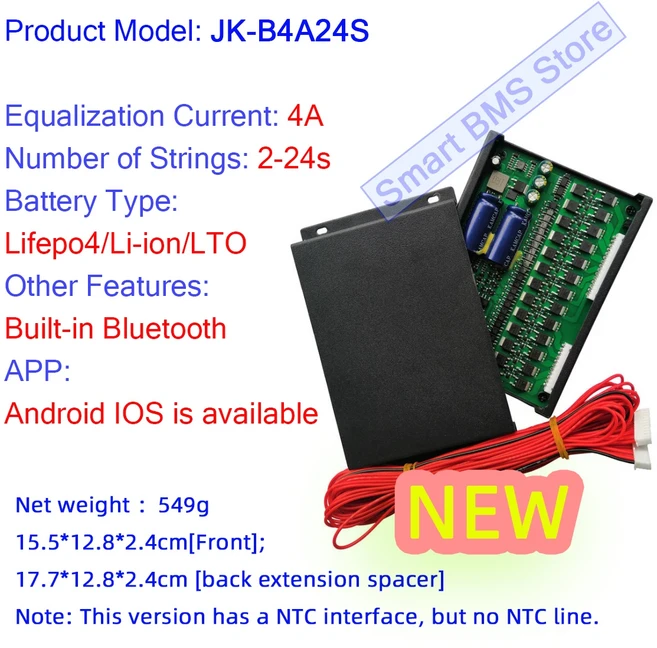 JiKong Smart BMS 액티브 밸런서 8s 16s 20s B2A16S 10A 리튬 이온 Lifepo4 이퀄라이저(BT 포함), 02 Built-in BT, 05 B4A24S