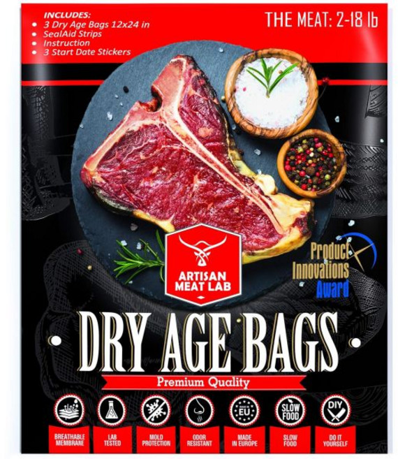 Meat LAB 드라이에이징 백 봉투 (30x60cm 3매)고기 숙성 립아이 비프 스테이크 등심 양지 바베큐