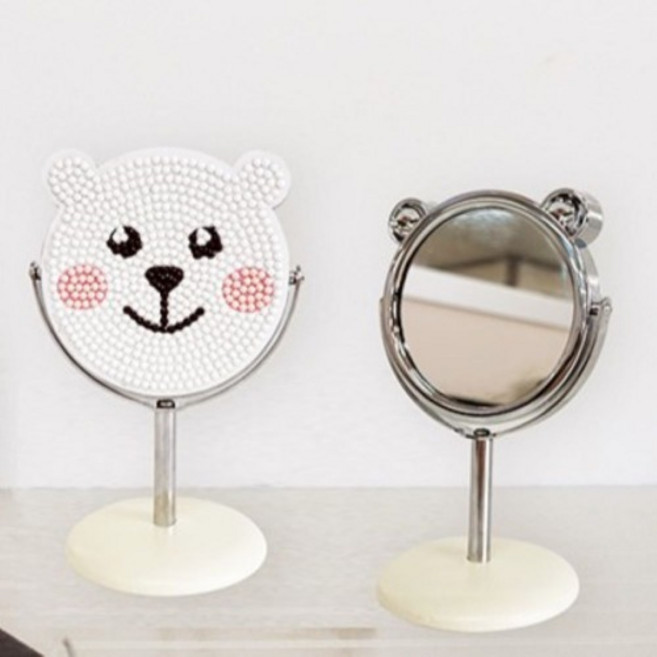 곰돌이 보석십자수 스탠드 거울만들기 DIY 키트 (1인 세트), 1개