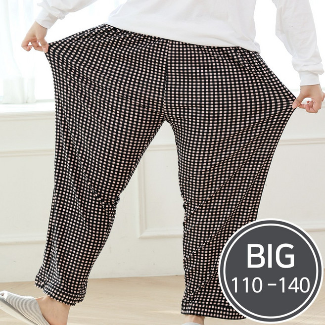 빅사이즈 남여공용 써모기모 체크 잠옷바지