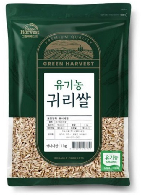 그린하베스트 캐나다산 유기농 귀리, 1kg, 1개